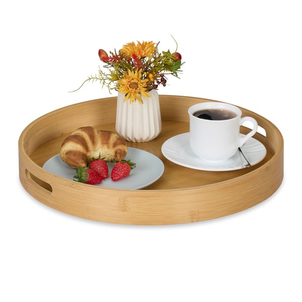 Serveringsbricka, Rund Bambu, 5x40 cm, Natur, Kodustaar Serveringsbricka, Rund Bambu, 5x40 cm, Natur, Kodustaar
