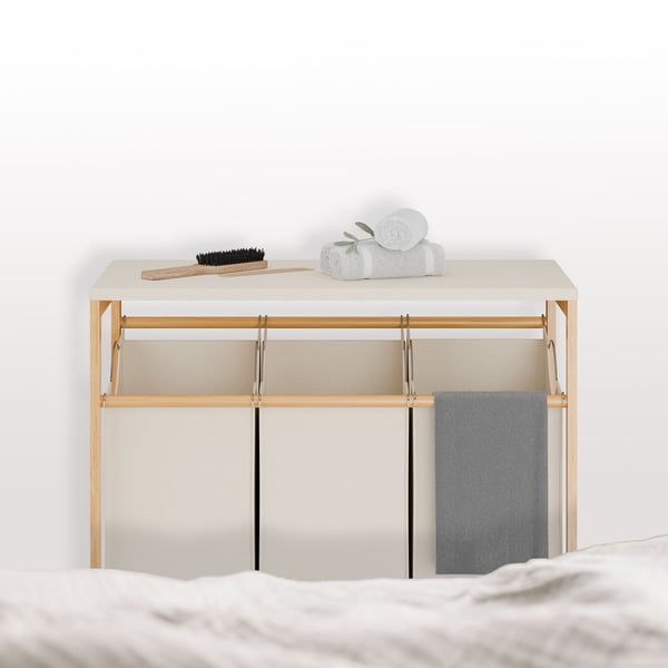 Tvättkorgsställ, 84.5x78.5x40 cm, Natur, Creme, Kodustaar