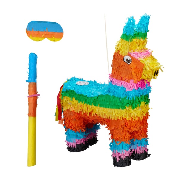 Piñata sæt, Æsel, 56x41x13 cm, Farverig, Kodustaar