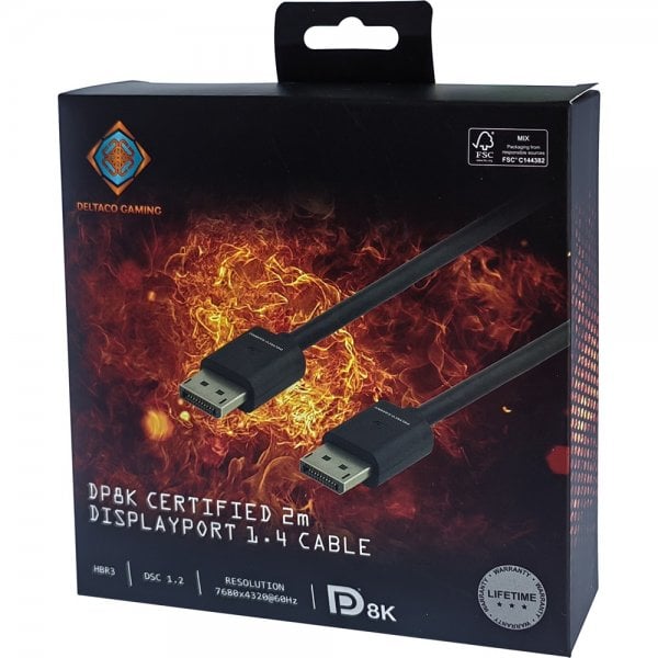 Deltaco Gaming DisplayPort 1.4 Kabel 2m