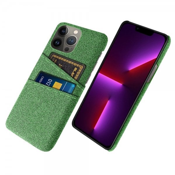 iPhone 13 Pro Max Deksel To Kortlommer Stoff Grønn