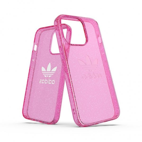 Adidas iPhone 13 Pro Deksel Beskyttende Klar Etui Glitter Rosa