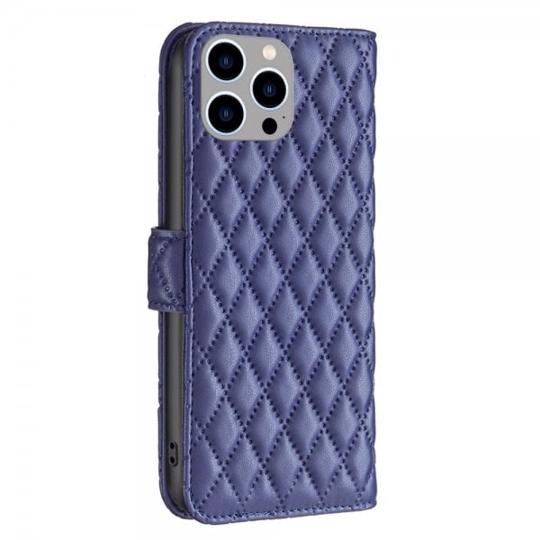 iPhone 14 Pro Max Etui Rombemønster Blå