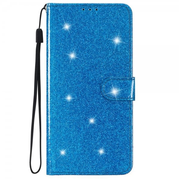 iPhone 15 Plus Etui Glitter Blå