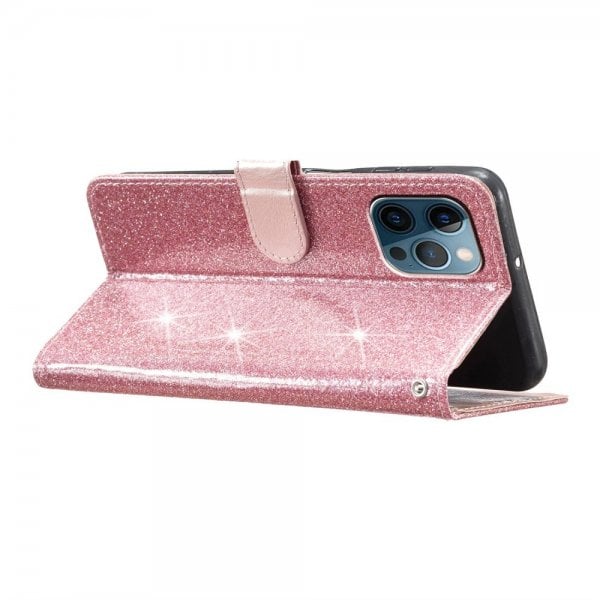 iPhone 15 Pro Max Etui Glitter Rosegull