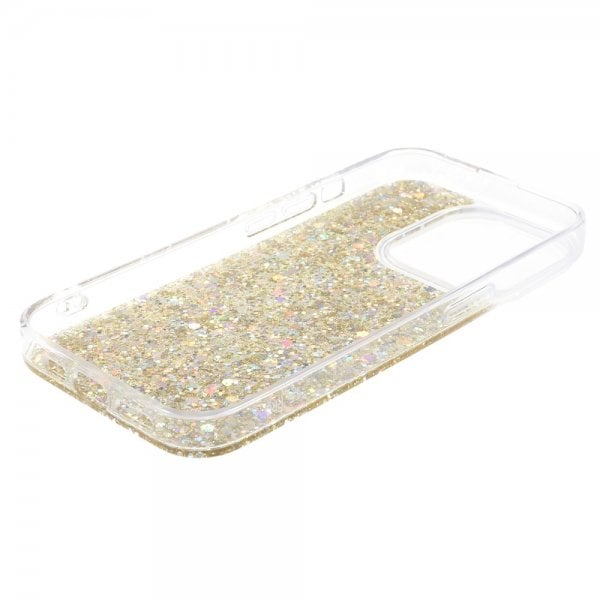 iPhone 15 Pro Max Deksel Glitterpaljetter Gull