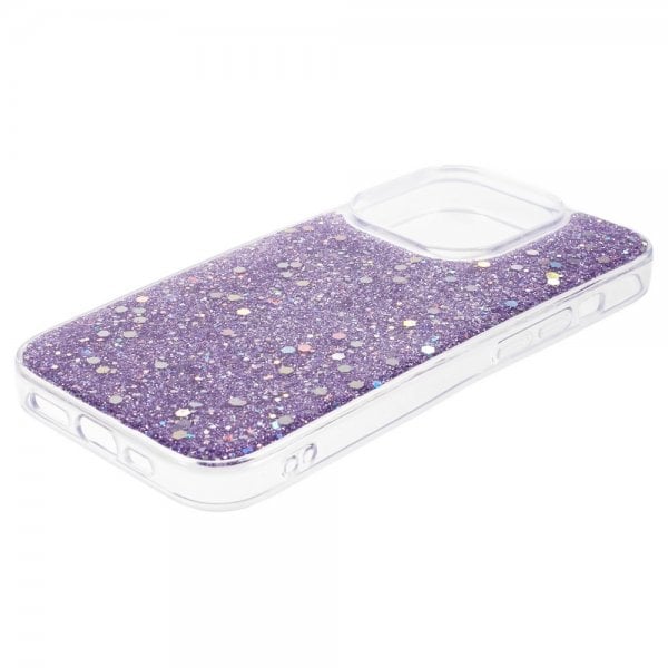 iPhone 15 Pro Max Deksel Glitterpaljetter Lilla