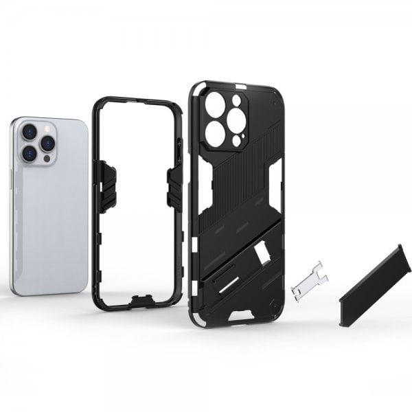 iPhone 15 Pro Deksel med Stativ Mørkeblå