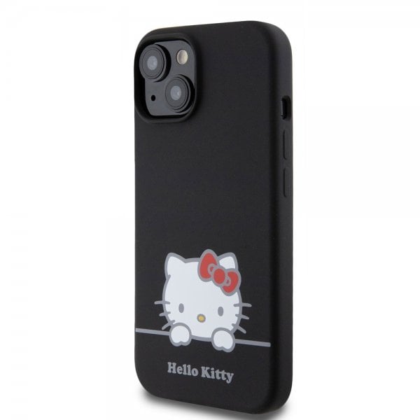 Hello Kitty iPhone 15 Deksel Liquid Silicone Svart