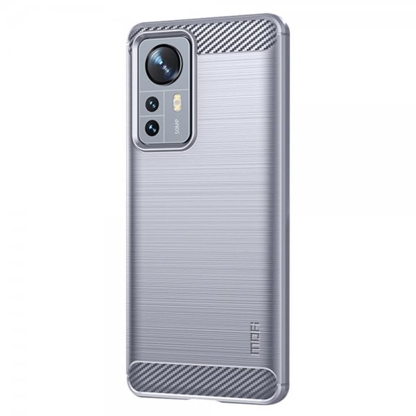 Mofi Xiaomi 12 Pro Deksel Børstet Karbonfibertekstur Grå