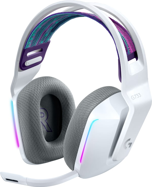Logitech G733 Lightspeed trådlösa spelhörlurar, vit