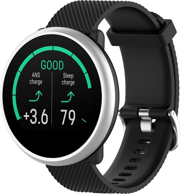 Bølge silikonearmbånd 20 mm, til smart- og sportsure, sort