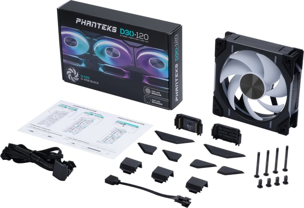 Phanteks D30-120 D-RGB PWM-fläkt, svart, 120 mm