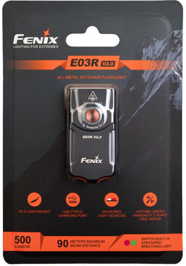Fenix E03R V2.0 -nyckelringlampa, 500 lm