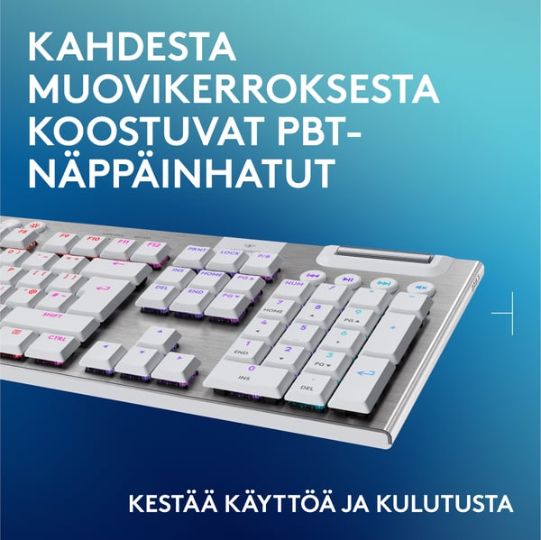 Logitech G915 X LIGHTSPEED - lavprofil gaming tastatur, Tactile switches, hvid