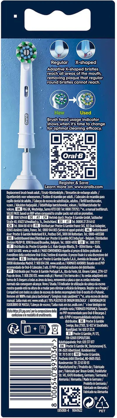 Oral-B Pro CrossAction -utbytesborstar, 4 st