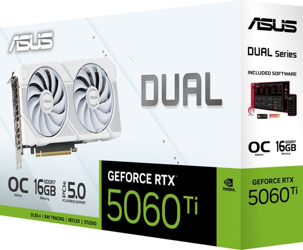 ASUS Dual GeForce RTX 5060 Ti 16 GB Vit Edition grafikkort
