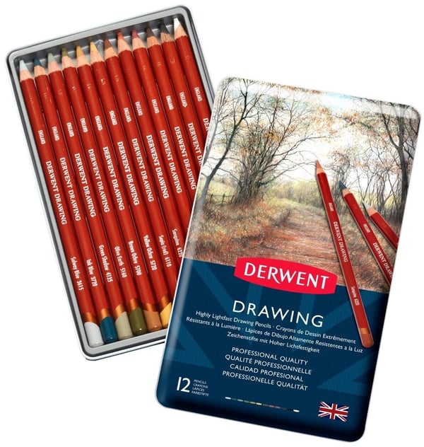 Derwent Drawing -ritpennsats, 12 pennor
