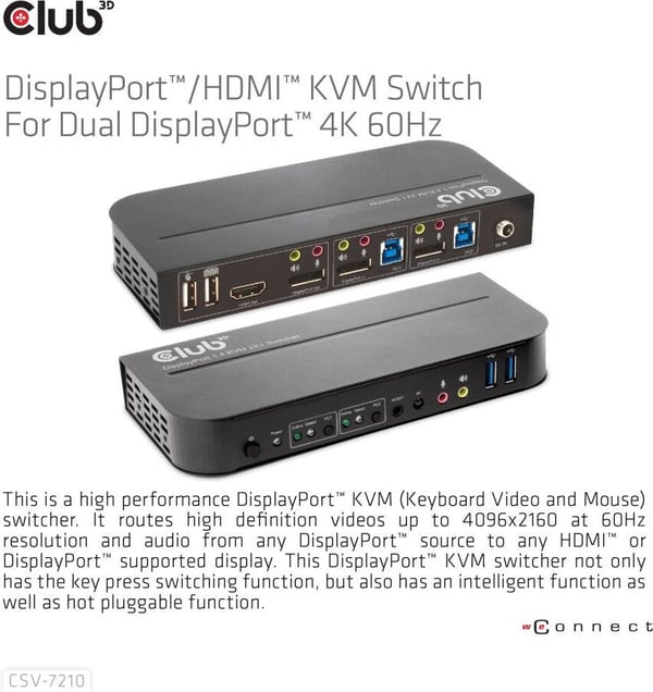 Club 3D DisplayPort/HDMI KVM-switch
