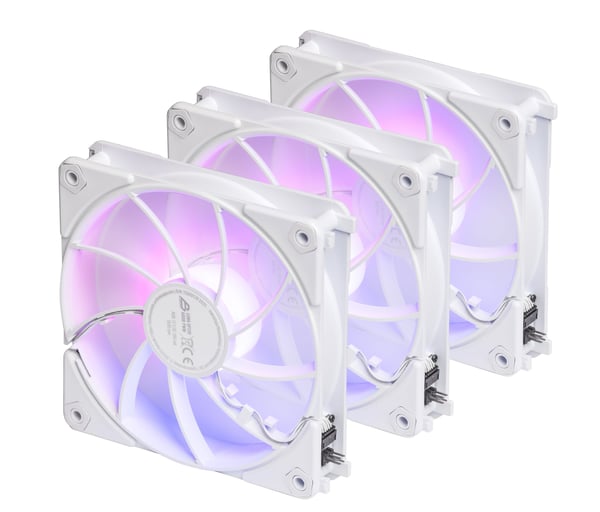 Blackstorm Luna UF120 ARGB PWM Reverse fläktpaket, vit, 120 mm, 3 st