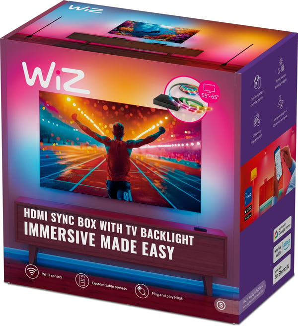WiZ Sync Box och tv-bakgrundsbelysningslist, 55"-65"