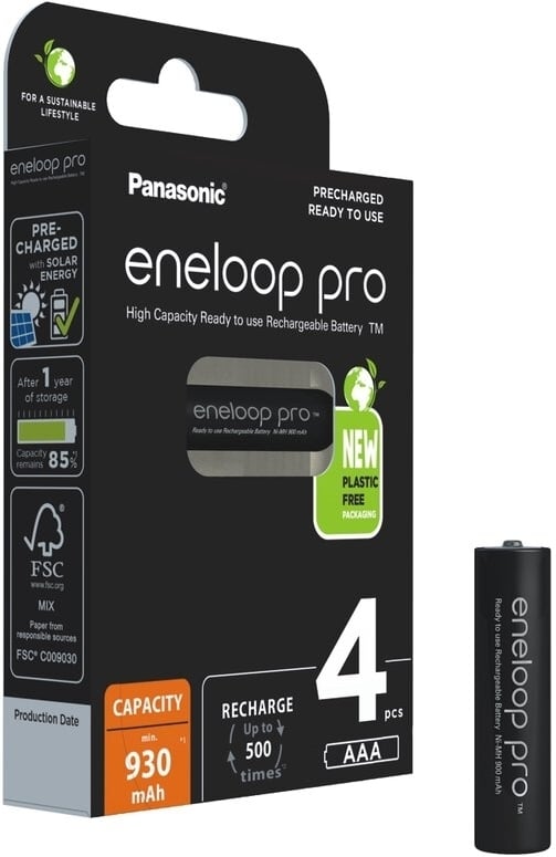 Panasonic Eneloop Pro AAA 900 mAh -batterier, 4-pack