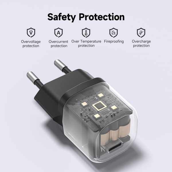 FoneKit Mini 20W laddare, USB-C, svart