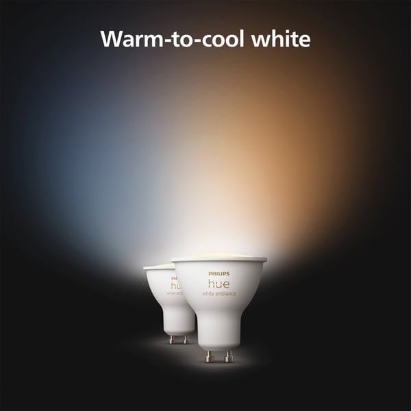 Philips Hue -LED-smartlampe, BT, Hvid ambiance, GU10, 4,2 W, 2-pak