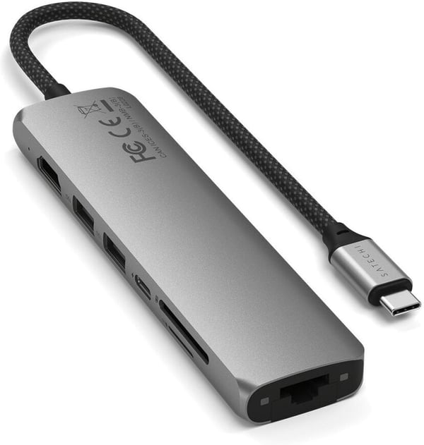 Satechi 7-i-1 USB-C Slim Multiport-adapter med Ethernet, stjernestensgrå