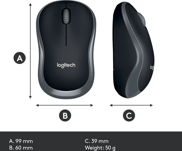 Logitech M185 -mus, grå