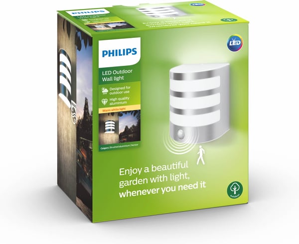 Philips Calgary PIR LED-väggarmatur, 3 W, rostfritt stål