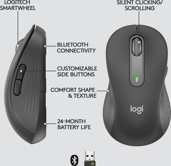 Logitech Signature M650 L Venstre -trådløs mus, sort