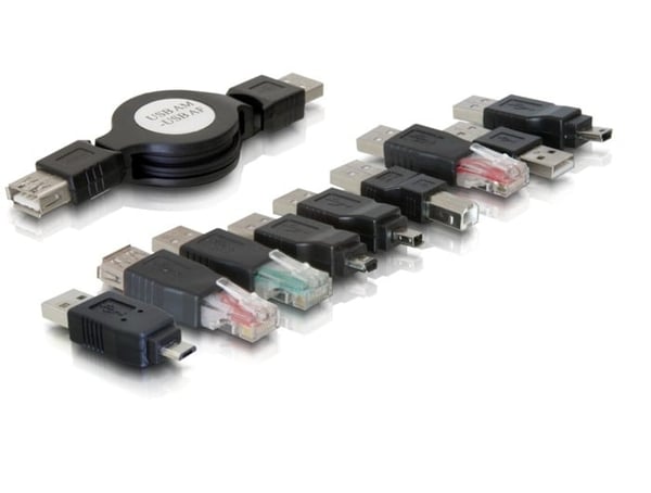 Delock USB-adapter kit - adapterväska, 10 delar
