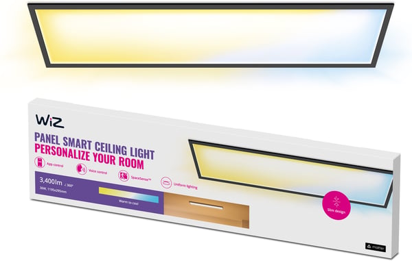 WiZ smart LED-panel, sort, 30 x 120 cm