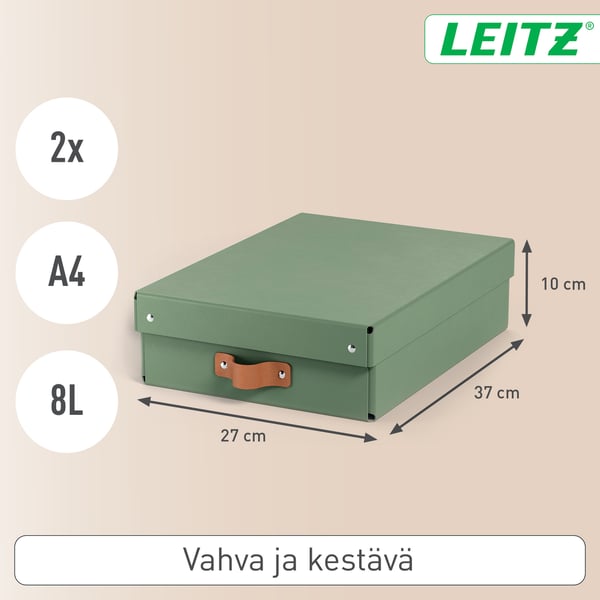 Leitz Puro förvaringslåda med lock, storlek M, låg, 8 l, 2 st, grön