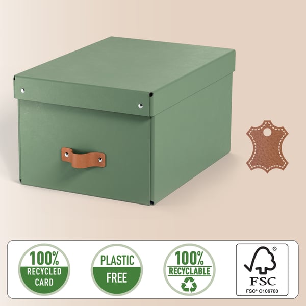 Leitz Puro förvaringslåda med lock, storlek M, 17 l, 2 st, grön
