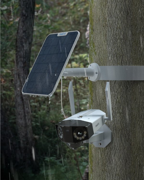 Reolink Duo-serien G750 batteridriven 8MP AI-övervakningskamera med två linser och LED-strålkastare, för utomhusbruk