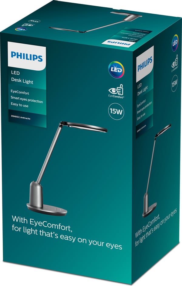 Philips Einstein DSK602 -skrivebordslampe, grå