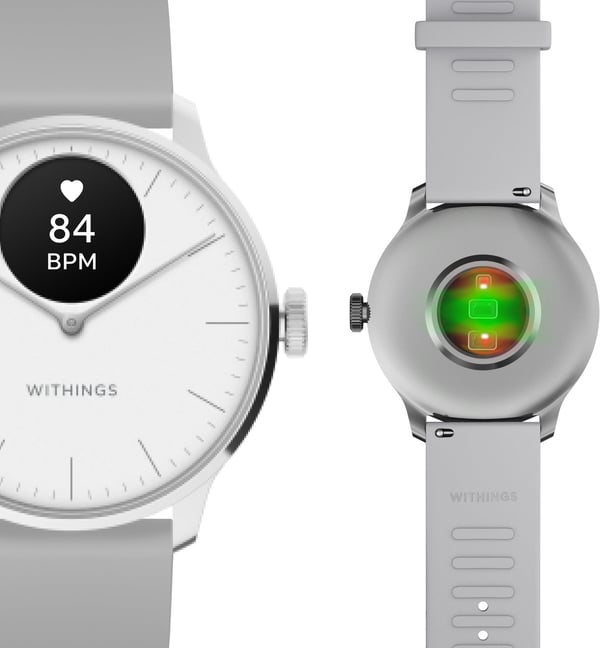 Withings Scanwatch Light -smartur, 37 mm, hvid / grå.
