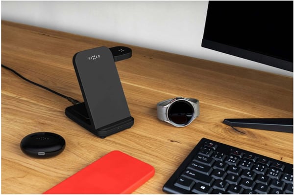 FIXED 3-i-1 trådlös laddningsstation, Samsung, svart