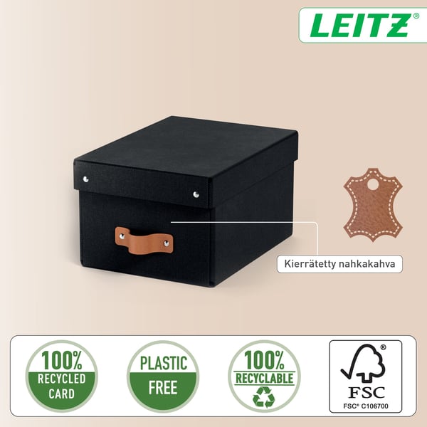 Leitz Puro förvaringslåda med lock, S-storlek, 7 l, 2 st, svart