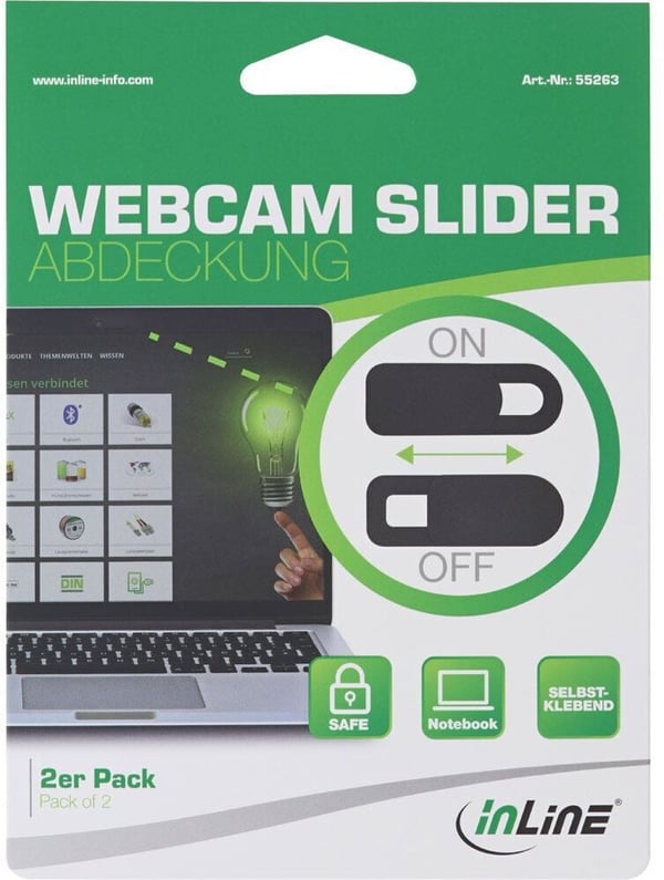 InLine Webcam Slider Cover -kameraskydd, 2 st