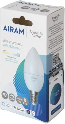 Airam SmartHome stearinlys, E14, opal, 470 lm, justerbar hvid, WiFi