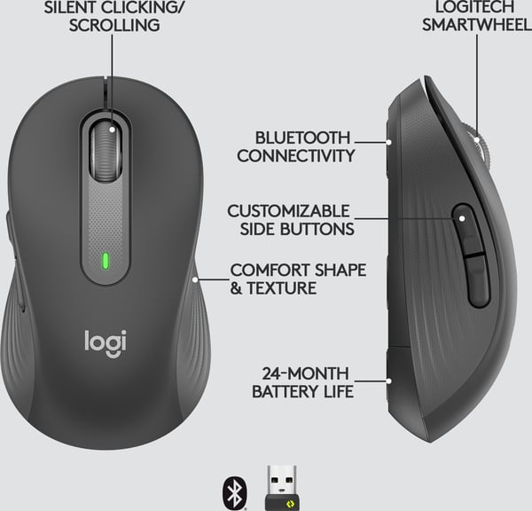 Logitech Signature M650 L -trådløs mus, sort