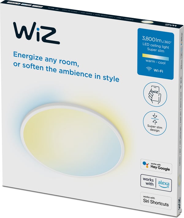 WiZ SuperSlim -hængelampe, 55 cm, rund, hvid, justerbar hvid, Wi-Fi