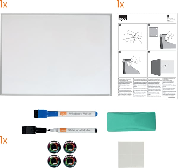 Nobo Home -whiteboard med aluminiumram, 58,5 x 43 cm