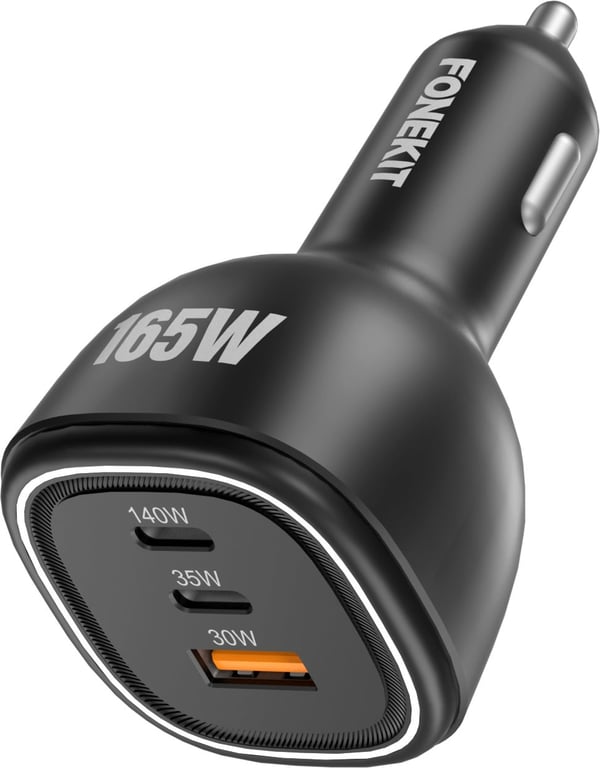FoneKit Resa 165W, 2 x USB-C + USB-A -biladapter