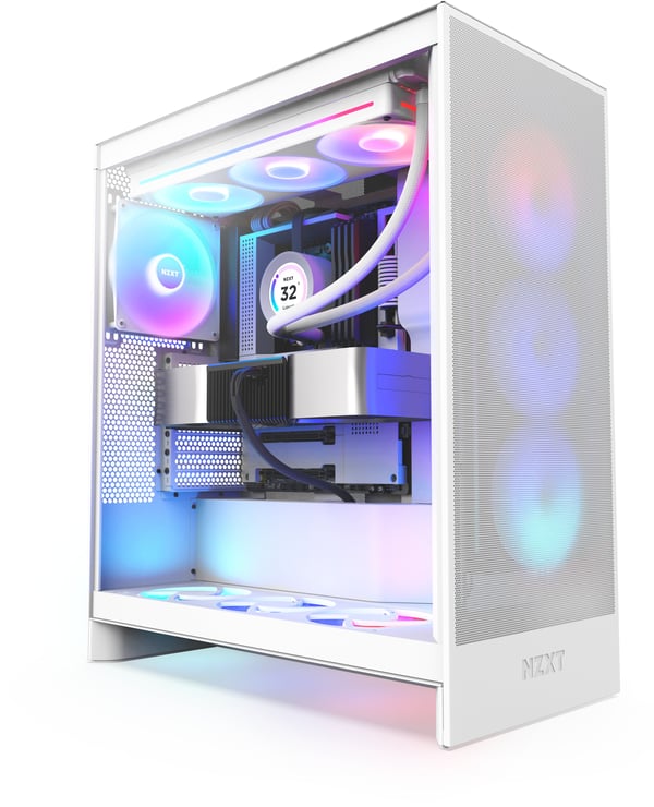 NZXT H7 Flow RGB (2024) ATX-chassi med fönster, vit