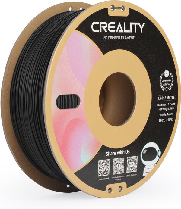 Creality CR-PLA Matte -filament til 3D-printere, 1,75 mm, mat sort