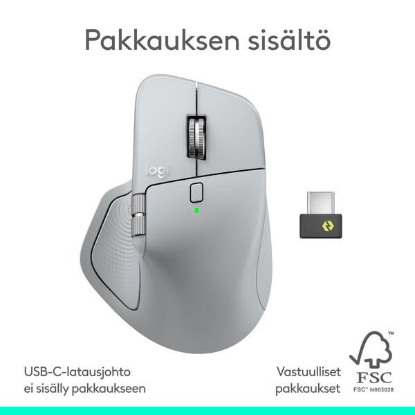 Logitech MX Master 4 mus, ljusgrå